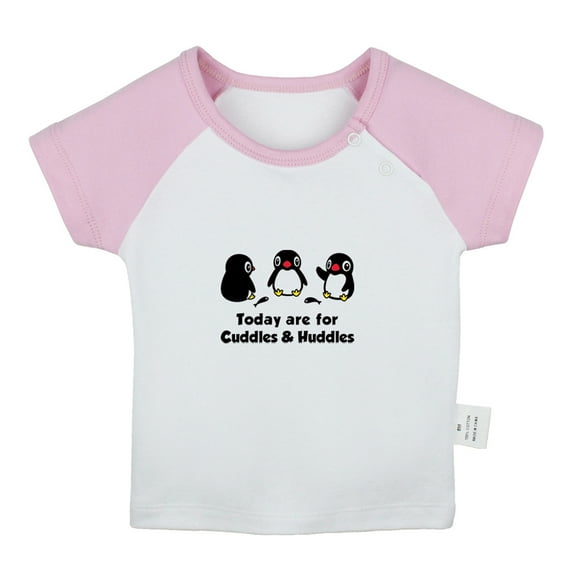 Today are for Cuddles Huddles Funny T shirt For Baby, Newborn Babies Animal Penguin T-shirts, Infant Tops, 0-24M Kids Graphic Tees Clothing (Short Pink Raglan T-shirt, 0-6 Months)