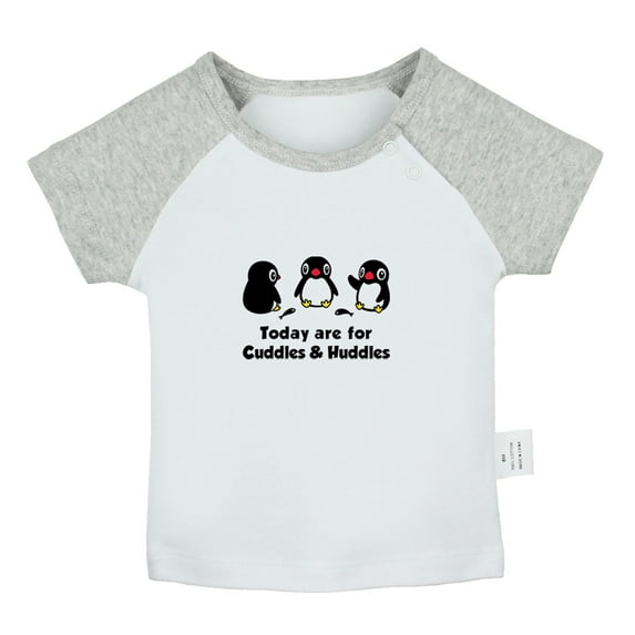 Today are for Cuddles Huddles Funny T shirt For Baby, Newborn Babies Animal Penguin T-shirts, Infant Tops, 0-24M Kids Graphic Tees Clothing (Short Gray Raglan T-shirt, 6-12 Months)