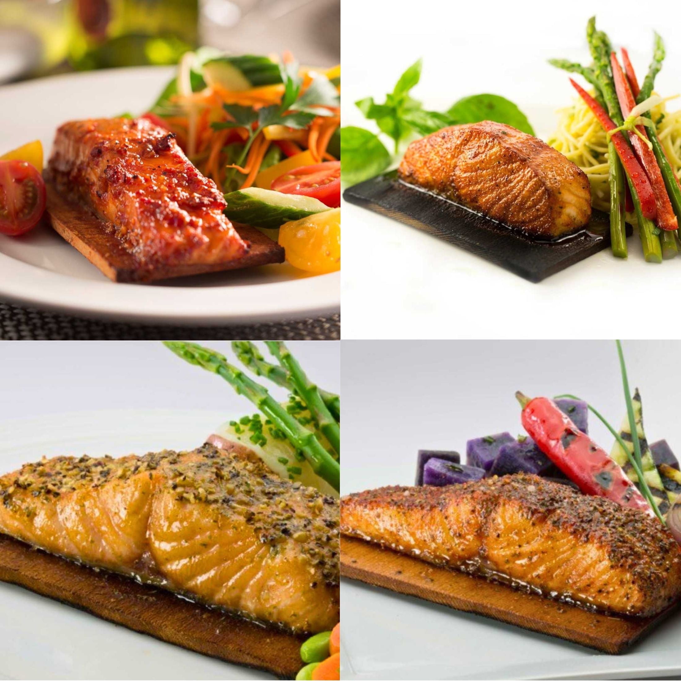 Today Gourmet Cedar Planked Atlantic Salmon Sampler Pack - 5oz. - (3 packs ea.) Applewood, Orange & Ginger; Hickory Maple; Maple & Smoked Pepper; Sugar & Spice