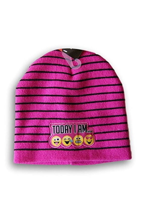 ''Today I Am'' Emoji Hot Pink Beanie Cap