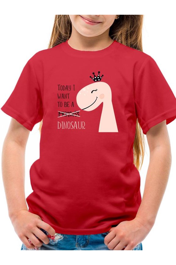 Today I Be Dinosaur Pink Dino T-Shirt Juniors -Image by Shutterstock,  Small