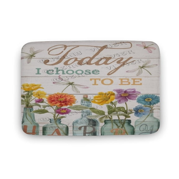 Today I Choose to Be Happy Bathroom Mat - 16x24 inches, Luxurious Coral Fleece, Non-Slip Backing, Ideal for Any Bathroom, Soft and Absorbent, Brings Joy to Your Space