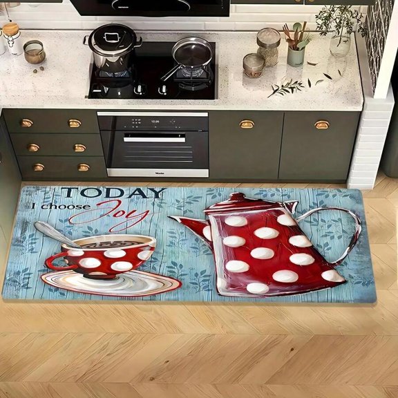 Today I Choose Joy" Coffee-Themed Flannel Kitchen Rug - Ultra-Soft, Machine Washable, Non-Slip, Perfect For Living Room, Bedroom, And More - Available In Multiple Sizes