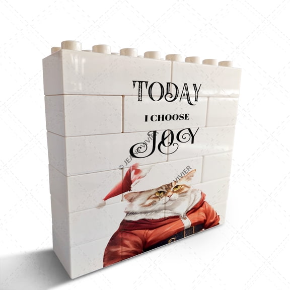 Today I Choose Joy Santa Cat Novelty Decorative Sign/Plaque for Bedroom Living Room Kitchen Bathroom Cafes Club Pub Desk Shelf Decor,Birthday Christmas Housewarming Gifts, Gifts for Women