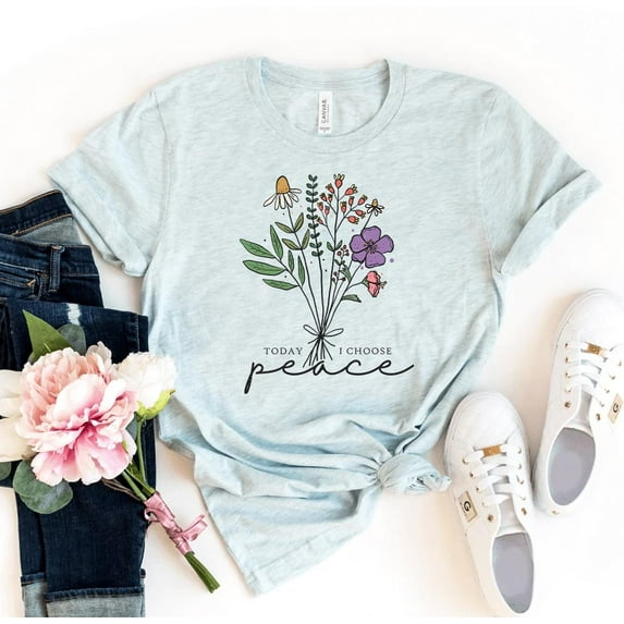 Today I Choose Peace T-shirt Kindness Shirt Teacher Gift Floral Top School Counselor Inspirational Mom Tee Happiness