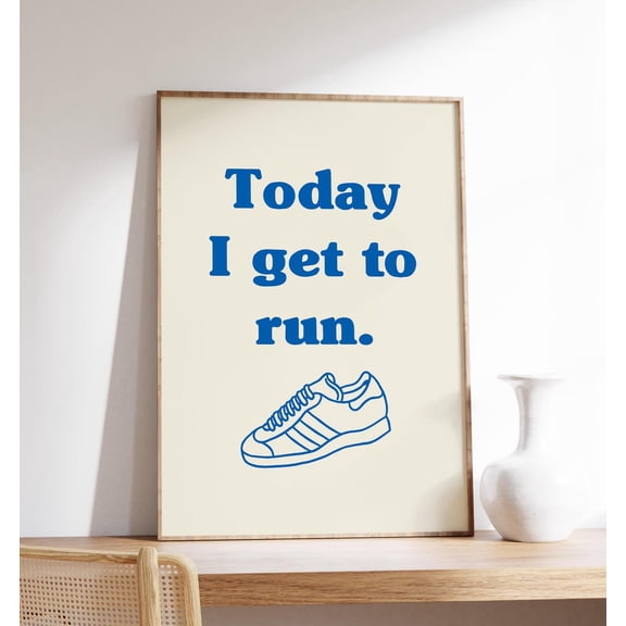 Today I Get To Run Retro Running Fitness Sports Poster Art, Unframed Poster