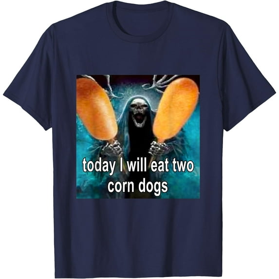 Today I Will Eat Two Corn Dogs Meme Softstyle Unisex T-Shirt,Navy Color,Size YL