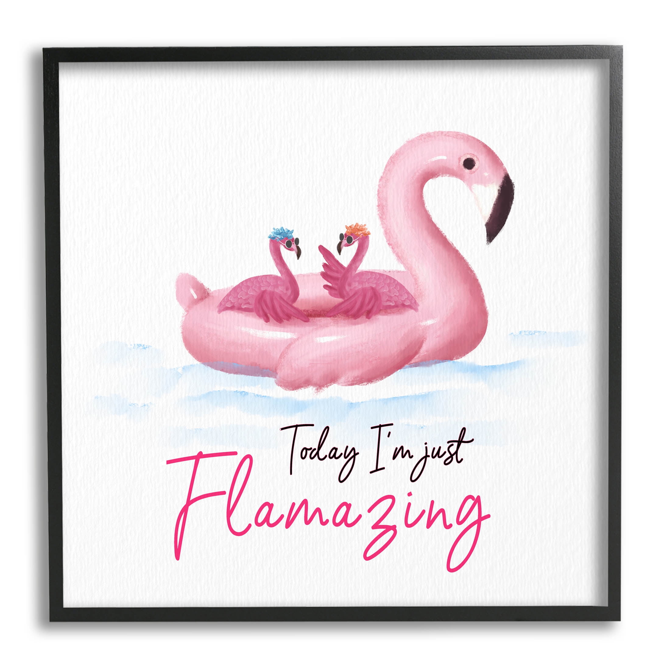 Today I'm Flamazing Flamingoes Animals & Insects Graphic Art Black Framed Art Print Wall Art