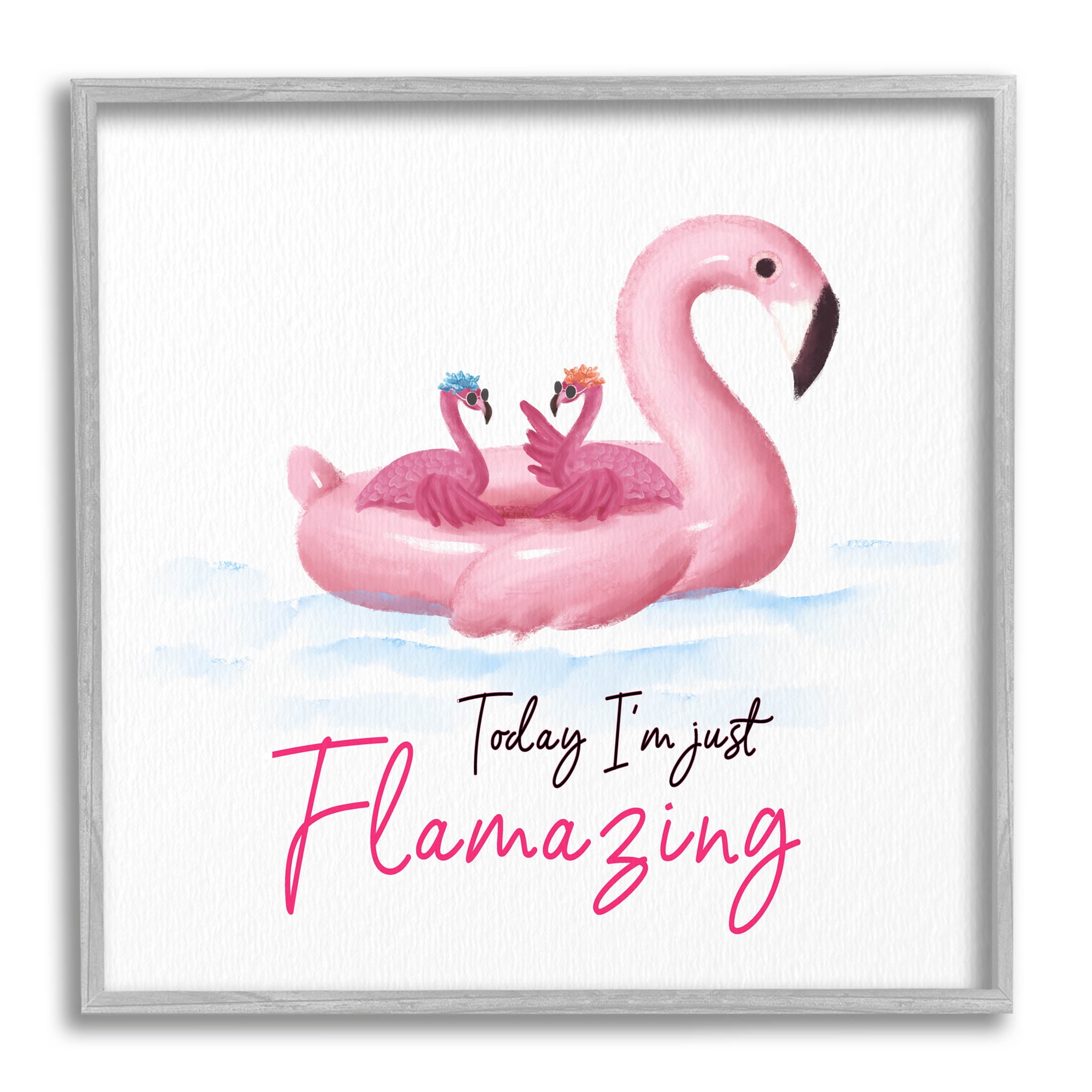 Today I'm Flamazing Flamingoes Animals & Insects Graphic Art Gray Framed Art Print Wall Art