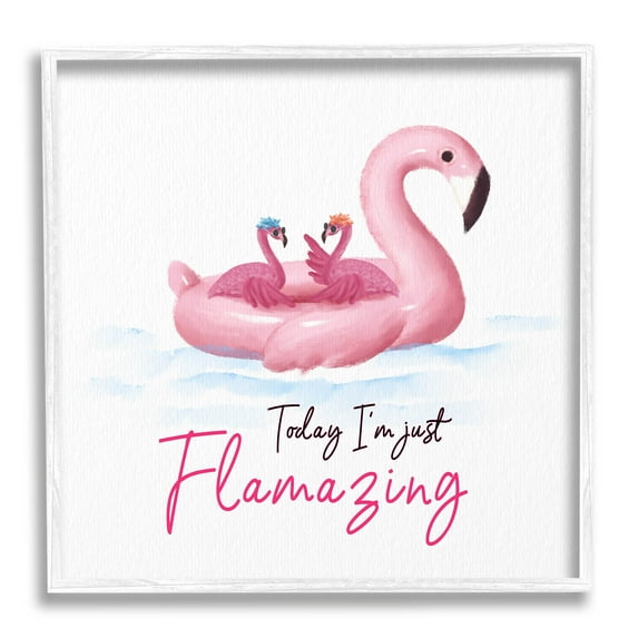 Today I'm Flamazing Flamingoes Animals & Insects Graphic Art White Framed Art Print Wall Art