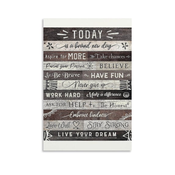 Today Is A Brand New Day Quotes Motivational Inspirational Positive Quotes Home Decor Poster Wall Art Hanging Picture Print Bedroom Decorative Painting Posters Room Aesthetic 24x36inch(60x90cm)
