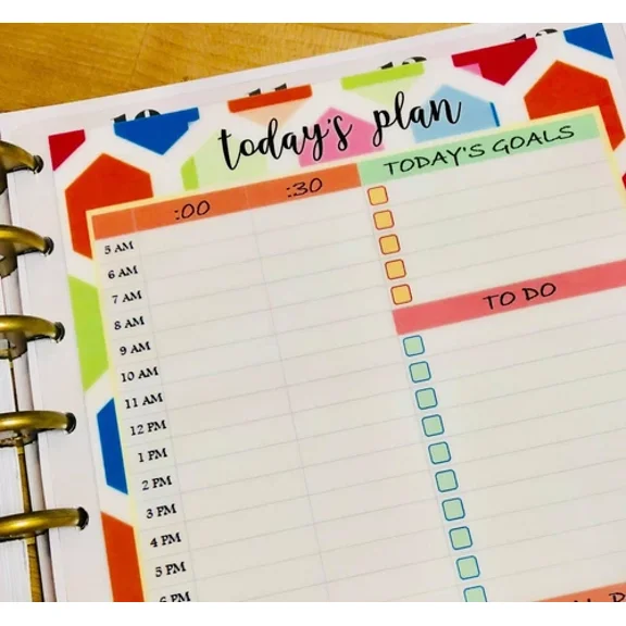 Today'S Plan Two-Sided Dashboard For Use With Happy Planner