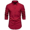 thumbnail image 1 of Today Sales! Dagegui Men's Dress Shirts Casual Long Sleeve Button Down T-Shirts Solid Color Lapel Business Shirt Slim Fit Tops Basic Daily Work Tees for Men Wine,XXL, 1 of 7