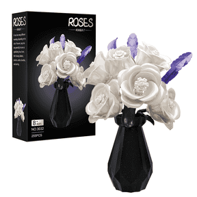 TodayStore Rose Flower Building Sets, Botanical Collection Artificial Bouquet Bricks for Home Decor, Holiday Gift for Women & Valentine's Day 255 PCS (White).