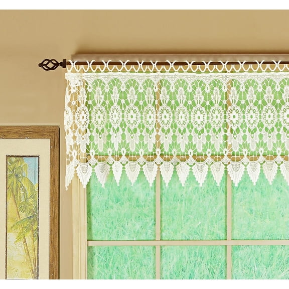 Today's Curtain Medallion Macram Tailored Valance 16",Ecru,48W x 16L