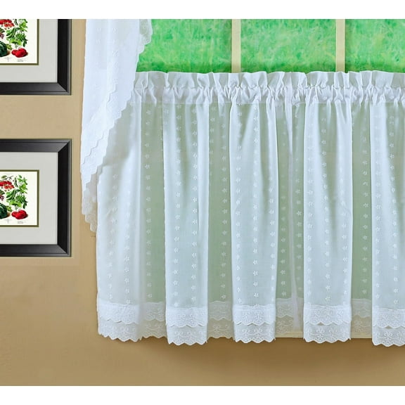 Today's Curtain, Ribbon Eyelet Tier 24", White, 60" W x 24" L