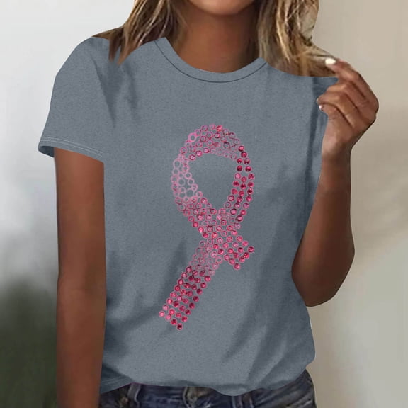 Today's Deal Abomasnow Women's Breast Cancer Survivor Shirts Pink Ribbon Graphics Breast Cancer Awareness T-Shirt Comfortable Soft Long Sleeve Stretch Tops