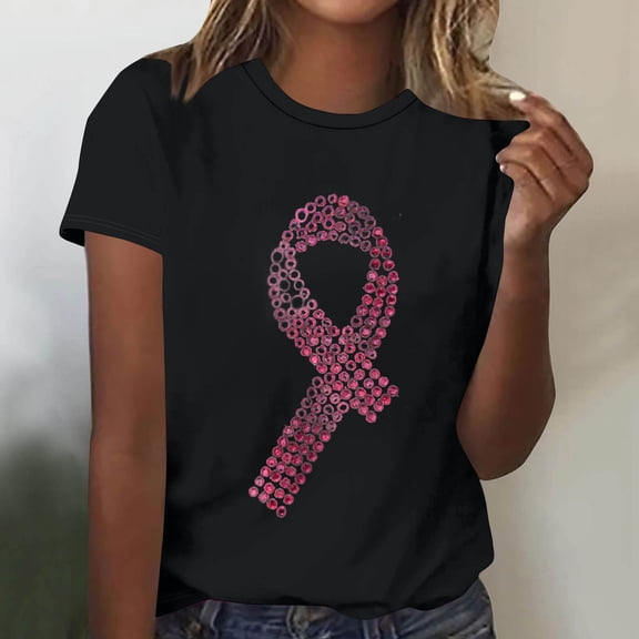 Today's Deal Abomasnow Women's Breast Cancer Survivor Shirts Pink Ribbon Graphics Breast Cancer Awareness T-Shirt Comfortable Soft Long Sleeve Stretch Tops