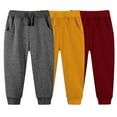 thumbnail image 1 of Abomasnow Toddlers Boys Girls Drawstring Elastic Waist Sweatpants 3 Pcs Solid Tapered Sweat Pants Fall Winter Warm Joggers Pants 1-7 Years, 1 of 2