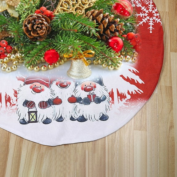 Christmas Cute Gnomes Tree Skirt, Seasonal Tree Mat Holiday Party Supplies Ornaments Indoor Outdoor Decorations for Tabletop Trees 48 Inches