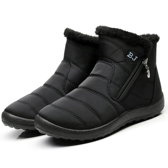 Today's Juebong Womens Boots Winter Warm Waterproof Cotton Shoes Nylon Snow Ankle Booties Botas,Black,5.5