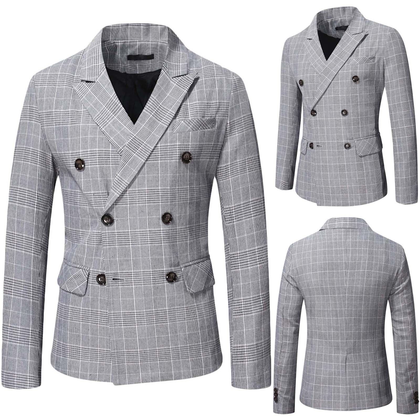 Today's Deals Men Big And Tall Trench Coat Work Uniform Dressy Plaid