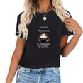 thumbnail image 1 of Today's Happiness Is Indulged Coffee Lover Women's Graphic Tee Short Sleeve Shirt - Fashionable Top with Unique Design for Summer, 1 of 5