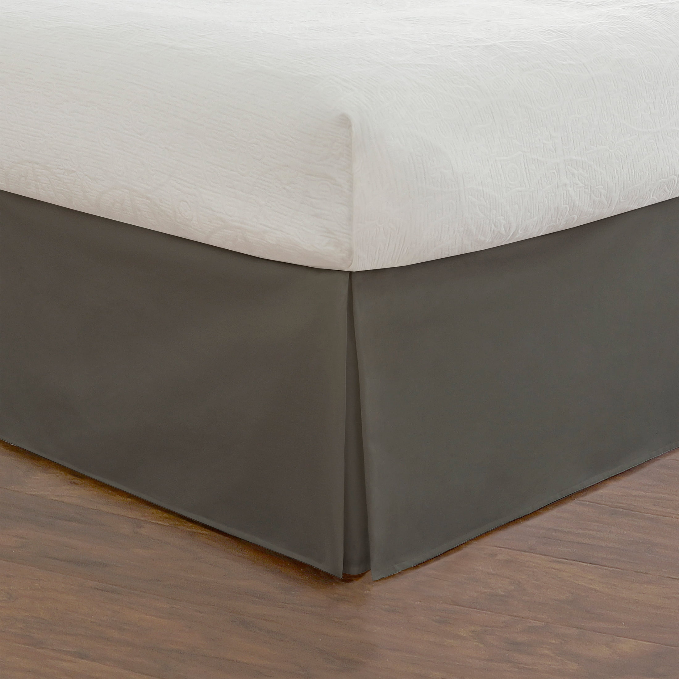 Grey Twin Microfiber Tailored Bed Skirt with Split Corners