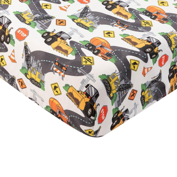 Today's Kids 1-Pack Under Construction Fitted Baby Crib Sheet Boy - Soft & Breathable Printed Nursery Toddler Bed Sheets for Boys, Elastic Edge with Deep Pockets Machine Wash, Fits 28" x 52" Mattress