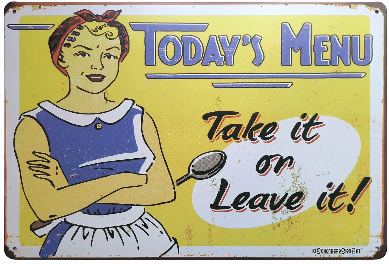 Today's Menu Take It or Leave It Retro Vintage Kitchen Signs Wall Decor