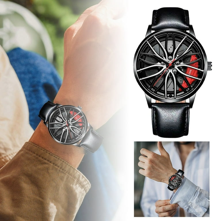 Today s Special Men s Automatic Watches Clearance Sale Black Leather Straps 2024 Trendy Automatic Quartz Movement Men s Wristwatch With Non Mechanical Dial And Stylish Design Walmart