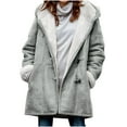 thumbnail image 1 of Today yoeyez Winter Coats for Women 2024 Warm Plus Size Fleece Lined Jackets Button Down Sherpa Fur Hooded Parka Peacoat Outerwear Gray 3X-Large, 1 of 7