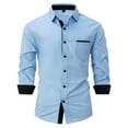 thumbnail image 1 of Todays Clearance Sale! Pitauce Men's Dress Shirt Patchwork Lapel Collar Button Down Long Sleeve Tops Casual Slim Fit Breathable Business Work Shirts Blouses, 1 of 5
