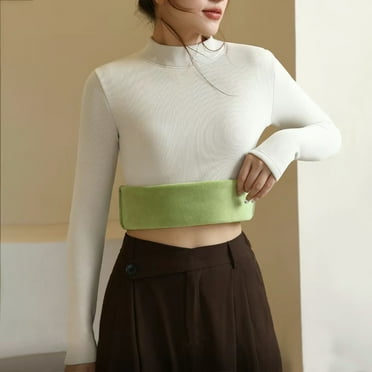 Up to 50% off Pitauce Sweater for Women Solid Color Mock Neck Knitted Long Sleeve Tops Slim Fit Fleece Pullover Basic Bottoming Tops Sweater