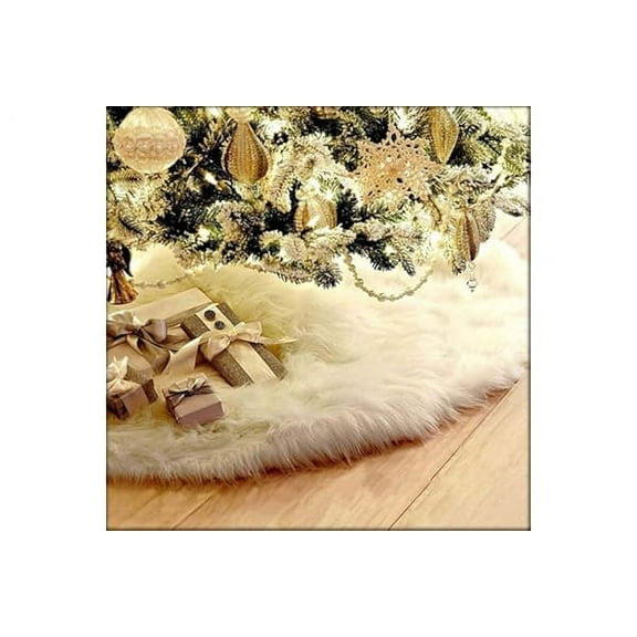 30 Inch Faux Fur Christmas Tree Skirt White Plush Skirt for Merry Christmas Party Christmas Tree Decoration (2025 Upgraded)