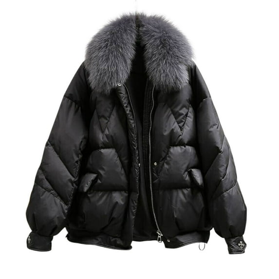 LLYwey Women's Winter Jackets Ladies Lining Coat Ladies Winter Warm Thick Long Jackets Hooded Overcoat New Outerwear Down Jackets & Parkas Gray M