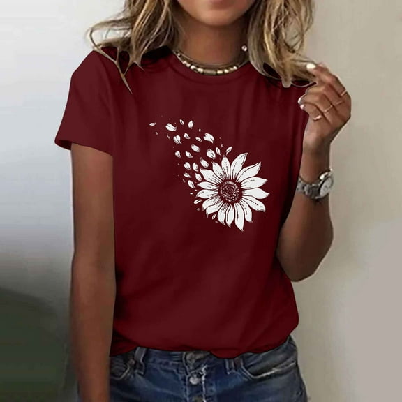 Todays Daily ,Summer Tops for Women 2025 Vacation Sexy,Cadancy Cute Floral Graphic Tee Shirt for Women,Ladies Tunic Pullover,Mexico Vacation Clothes Sexy Blouses Casual,Ropa De Mujer, Red 3X