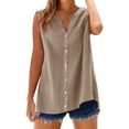 thumbnail image 1 of Todays Daily ,White Cotton Linen Spring Tank Tops for Women 2025,Cadancy Round Neck Tunic Button Shirts Loose Fit,Clothes Sexy Vest Cotton,Clothes Pullover,4Th of July Gifts Khaki 2X, 1 of 7