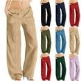 thumbnail image 1 of My Orders Placed By Me QATAINLAV Women's Summer Linen Palazzo Pants Loose Fit Flowy High Waisted Wide Leg Pants Solid Casual Long Beach Pants with Pockets Khaki M, 1 of 9