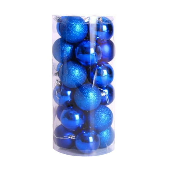 4cm 1.57" Christmas Ball Ornaments, 24 Pcs Shatter-Proof Set with Decor, 24ct Set 2024 Decoration for Xmas Tree Balls (Blue)