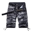 thumbnail image 1 of Todays Deals HOOMEUMY Men Summer Shorts Multi-Pocket Camouflage Loose Straight Military Shorts Belt Baggage Bermuda Short Pants Gray 12, 1 of 3