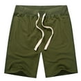 thumbnail image 1 of HOOMEUMY Men's Cotton Elastic Waist Drawstring Shorts with Pockets Solid Color Summer Beach Shorts Multicolor Sports Gym Shorts Army Green 8, 1 of 5