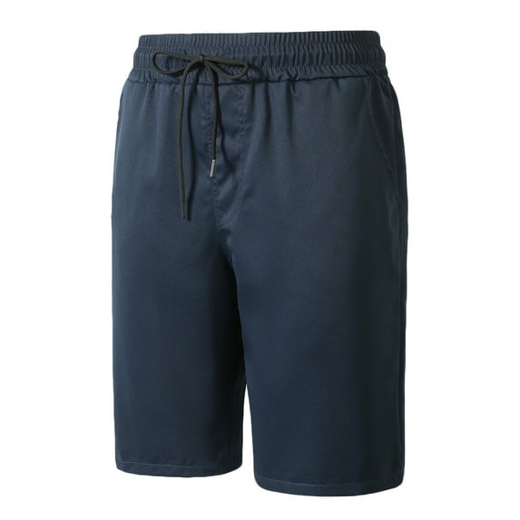Men's Beach Shorts Swim Suits for Men Ndbuld Mens Fashion Casual Solid Drawstring Elastic Waist Pockets Short Pants Navy M