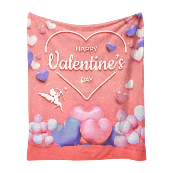 Todays Deals Valentines Day Throw Blanket - Soft and Warm Sherpa Heart Blanket Valentines Day Decor Gifts for Her Valentine's Day Love Home Blanket Office Sofa Conditioning Cover Blanket Fmlxio