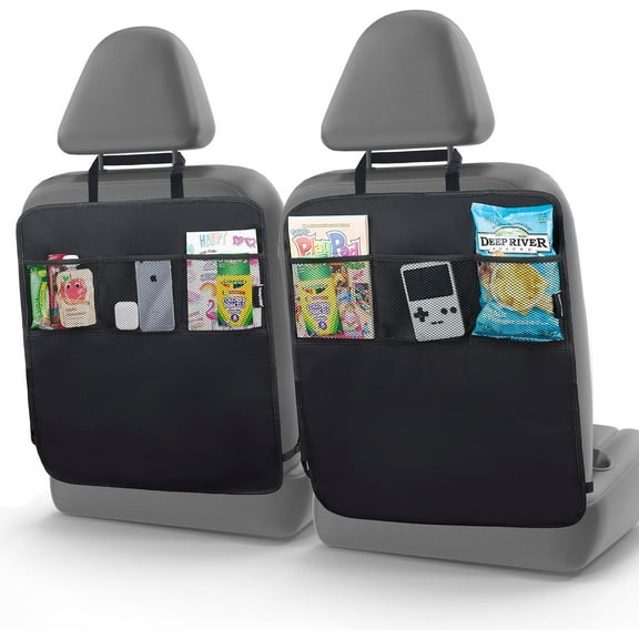 Todays Kids 2-Pack Car Seat Protector for Child Car Seat Kick Mat - Heavy Duty Car Back Seat Cover for Kids, Multipurpose Back Seat Car Organizer for Kids - Waterproof 600D Fabric, Easy to Clean