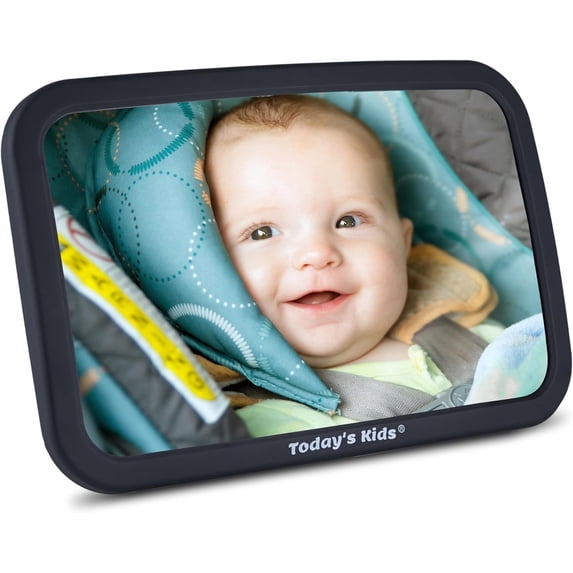 Todays Kids Baby Car Mirror for Back Seat Rear Facing - 360-Degree Adjustable Backseat Baby Mirror for Car, Extra Wide & Crystal Clear Car Mirror Baby Rear Facing Seat - Fully Assembled Shatterproof