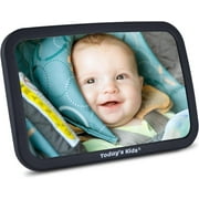 Todays Kids Baby Car Mirror for Back Seat Rear Facing - 360-Degree Adjustable Backseat Baby Mirror for Car, Extra Wide & Crystal Clear Car Mirror Baby Rear Facing Seat - Fully Assembled & Shatterproof