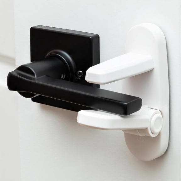 Todays Kids Childproof Door Lever Lock - Easy Install Child Proof Door Lock, Secure 2 Button Design - ABS Material Door Locks for Kids Safety, One Hand Operation Child Safety Locks for Doors