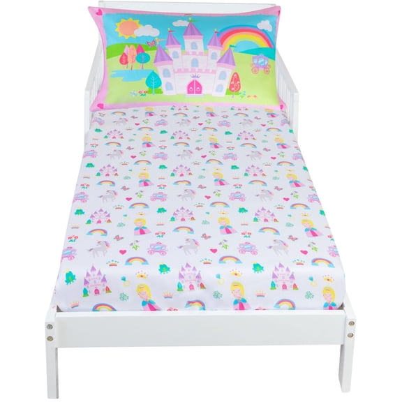 Todays Kids Princess 2-Piece Toddler Sheet Set - Breathable 100% Soft Brushed Microfiber Polyester, Standard Size Toddler Bed Sheets, Gentle on Delicate Skin, Fitted Princess Bedding & Pillowcase Set