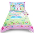 thumbnail image 1 of Todays Kids Princess Toddler Bedding Set for Girls - 4-Piece Toddler Bed Comforter Sets for Girls, Reversible Comforter & Pillowcase, Flat Sheet, Fitted Sheet, Breathable & Super Soft Microfiber, 1 of 9